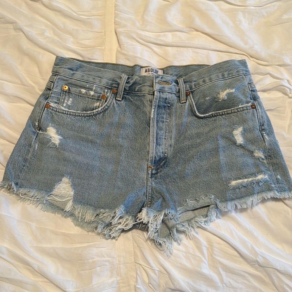 AGOLDE distressed jean shorts